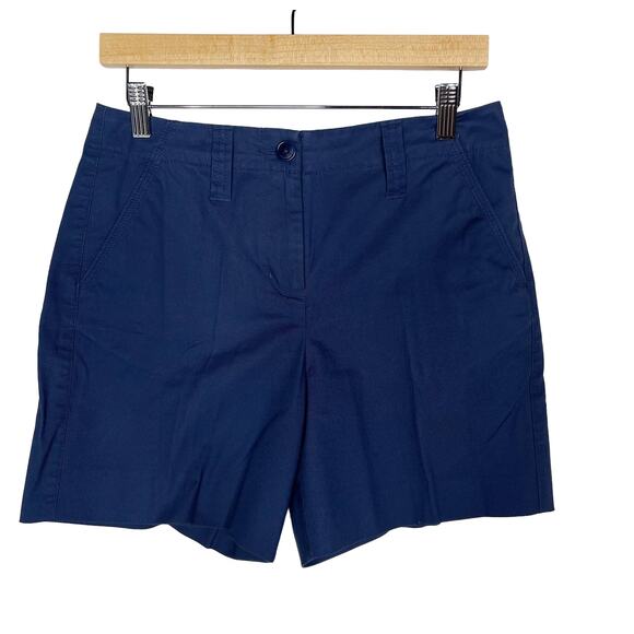 Talbots Size 4 Blue Cotton Stretch Chino Shorts Casual Flat Front Pockets - Picture 1 of 4